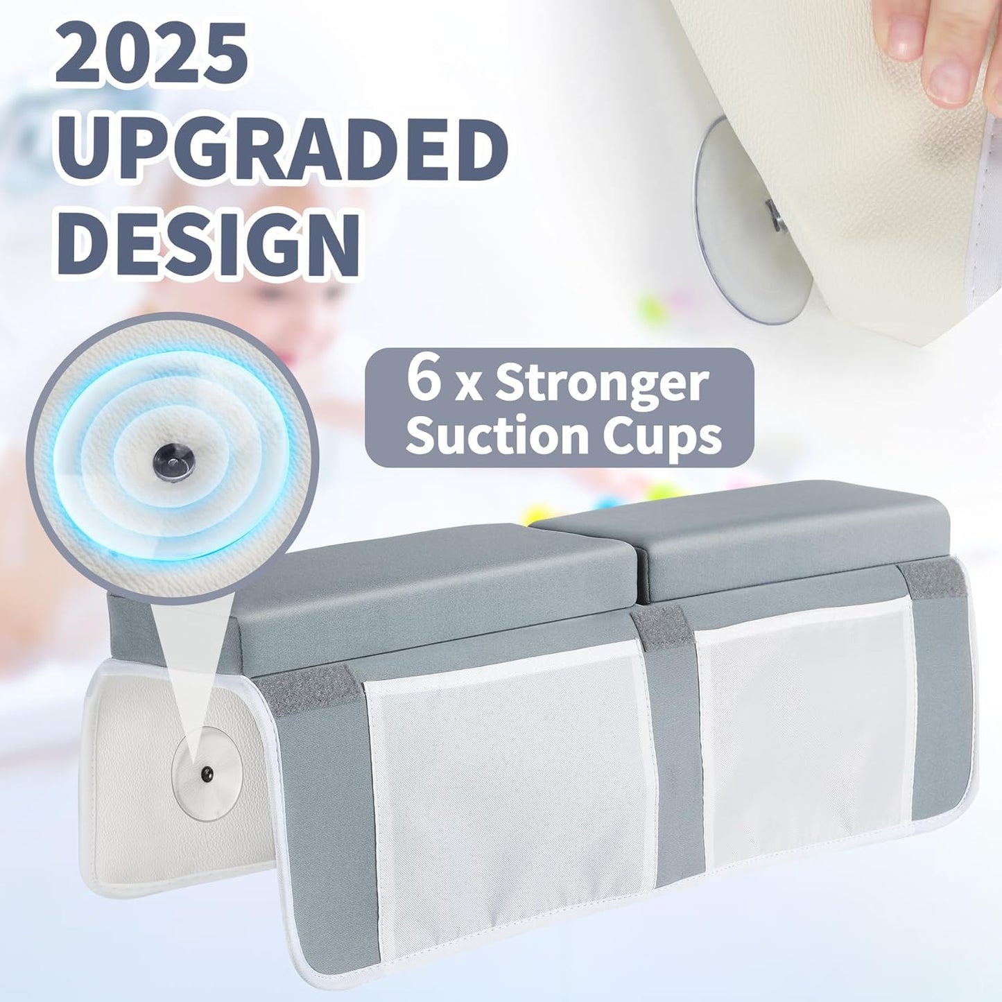 URMYWO Bath Kneeler and Elbow Rest Pad Set - 1.5" Thick Baby Bath Kneeler Pads with Toys Organizer