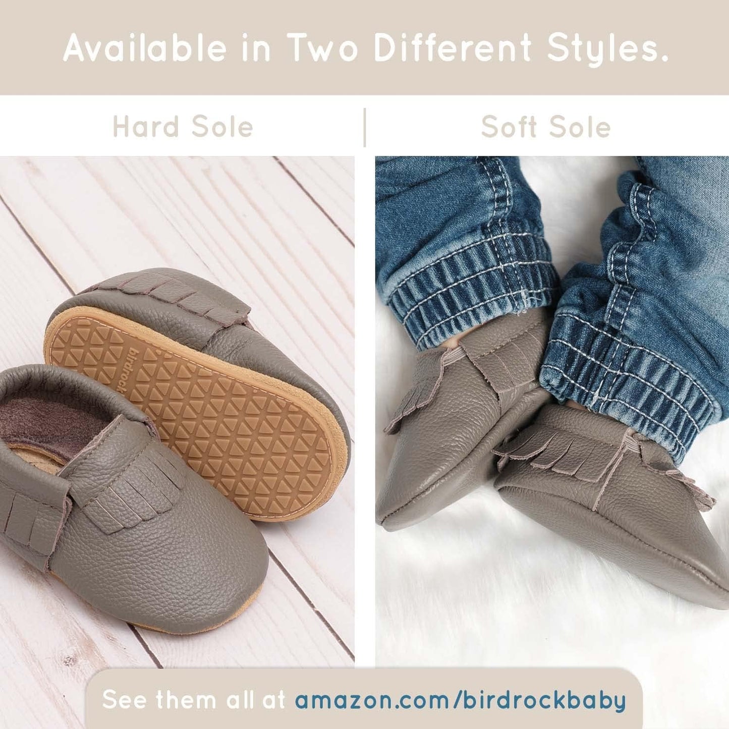 BirdRock Baby Hard Sole Moccasins - Genuine Leather Shoes for Boys and Girls