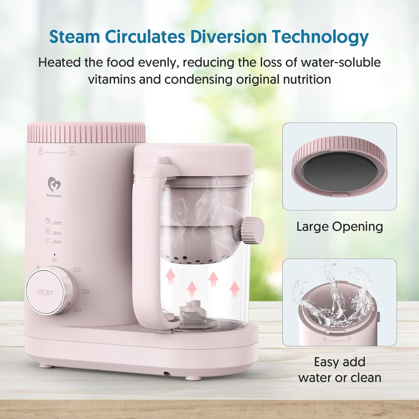 Baby Food Maker Bellababy Baby Food Processor, Puree Blender Steamer with Reversible Steam Basket