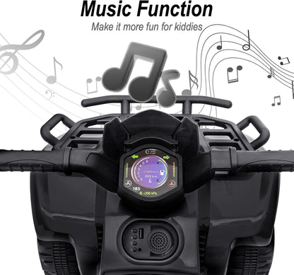 Kids ATV 4 Wheeler, 6V Ride-On Toy for Toddlers 1-3 Boys & Girls with Music, Forward & Reverse - Black
