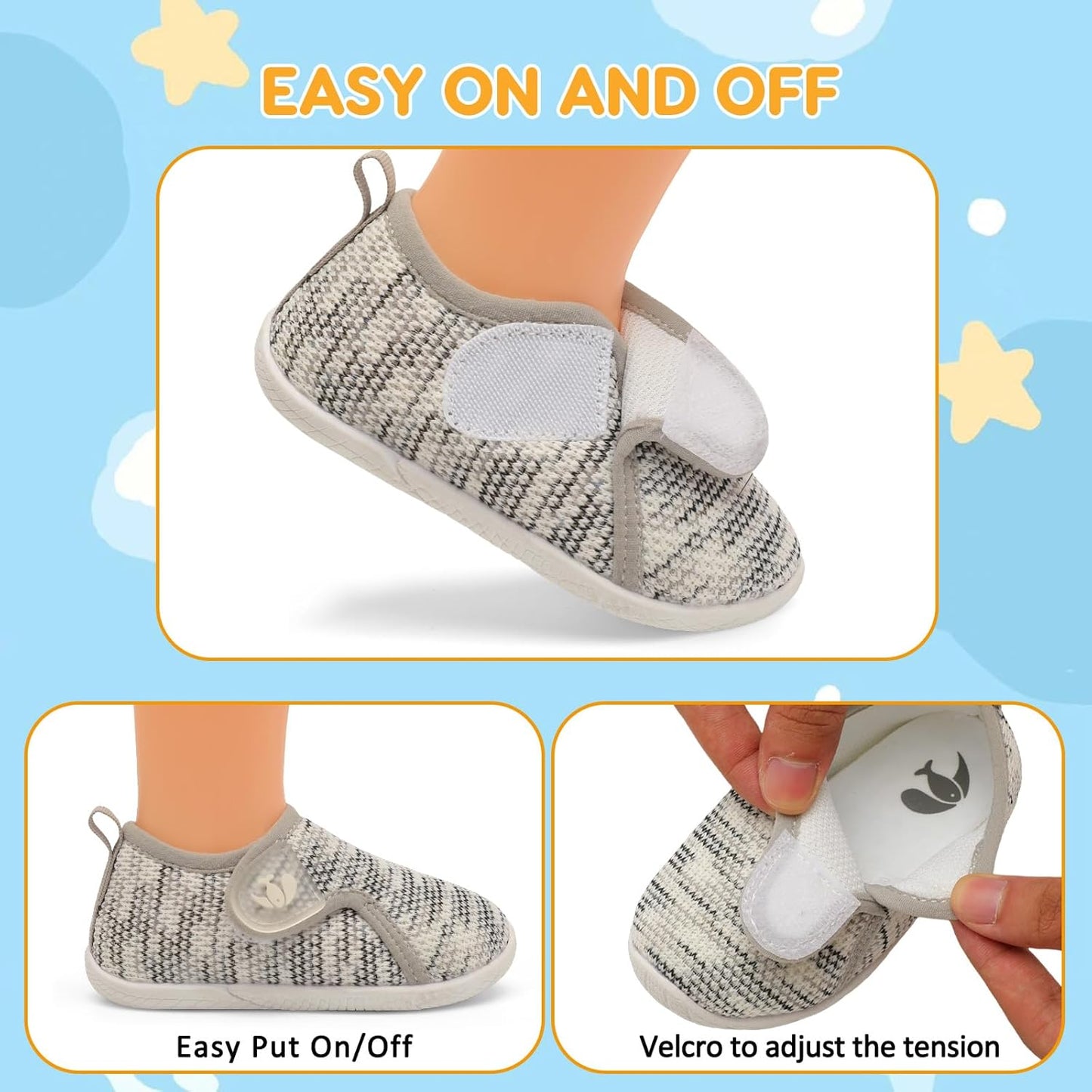 FEETCITY Toddler Walking Shoes Slip On Toddler Shoes Boys Girls Kids Sports Sneakers Casual School Shoes Barefoot Shoes