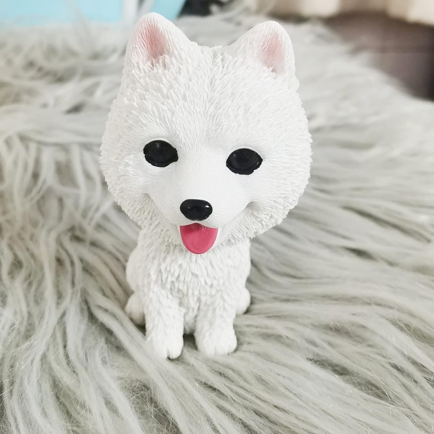 Resin Bobbing Head Dog Figurines Mini Bobblehead Puppy for Home Office Desk Car Dashboards Decor Ornaments (Samoyed)