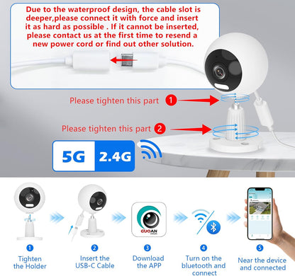 5G/2.4G Outdoor/Indoor Security Camera,1080P Baby/Elder/Dog/Pet Camera with Phone App, WiFi Baby Monitor, Motion Detection, Alarm Siren, Night Vision, IP66 Waterproof, Two-Way Talk, SD/Cloud