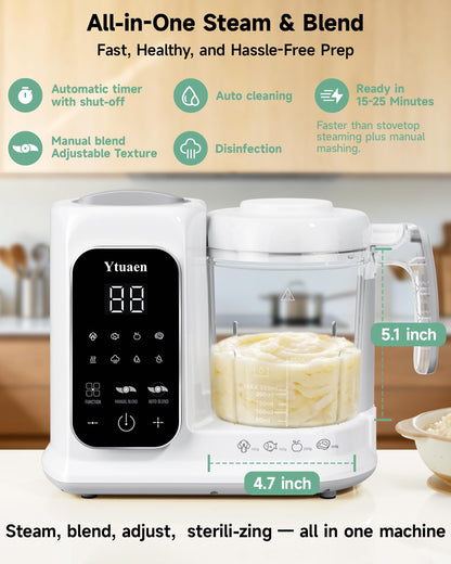 Baby Food Maker with Large Steam Basket Onestep Baby Food Processor Steamer with Steam & Grinding