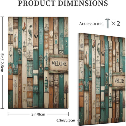 Light Switch Cover Plate Vintage Wood Brown Turquoise Splicing 1 Gang No Device Blank Electrical