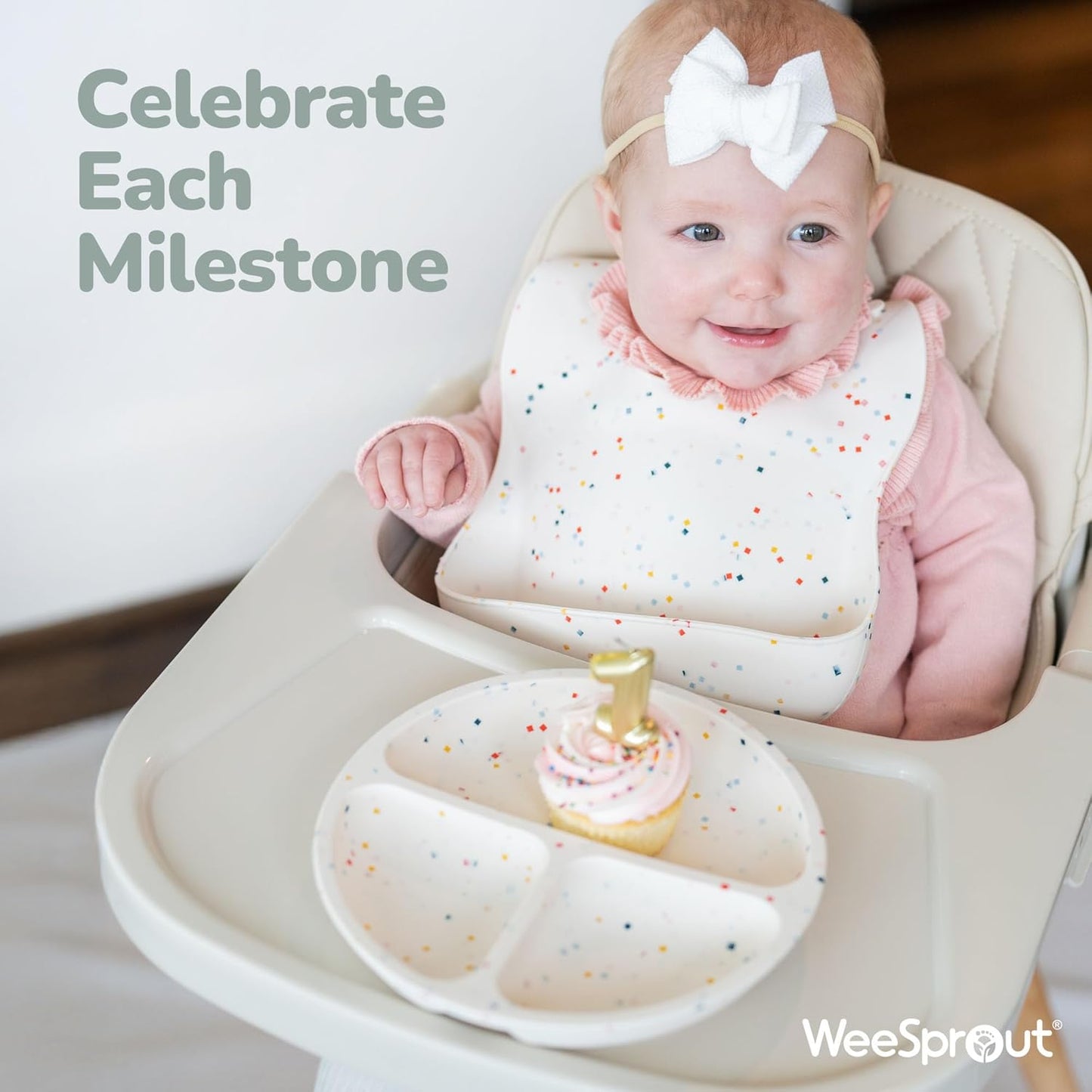 WeeSprout Suction Plates for Babies & Toddlers - 100% Silicone, Dinnerware Stays Put, Divided Design for Picky Eaters, Microwave & Dishwasher Friendly, 3 Pack