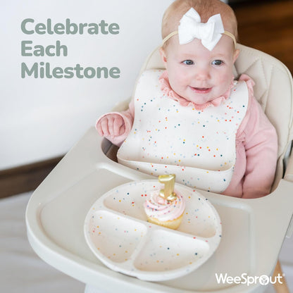 WeeSprout Suction Plates for Babies & Toddlers - 100% Silicone, Dinnerware Stays Put, Divided Design for Picky Eaters, Microwave & Dishwasher Friendly, 3 Pack