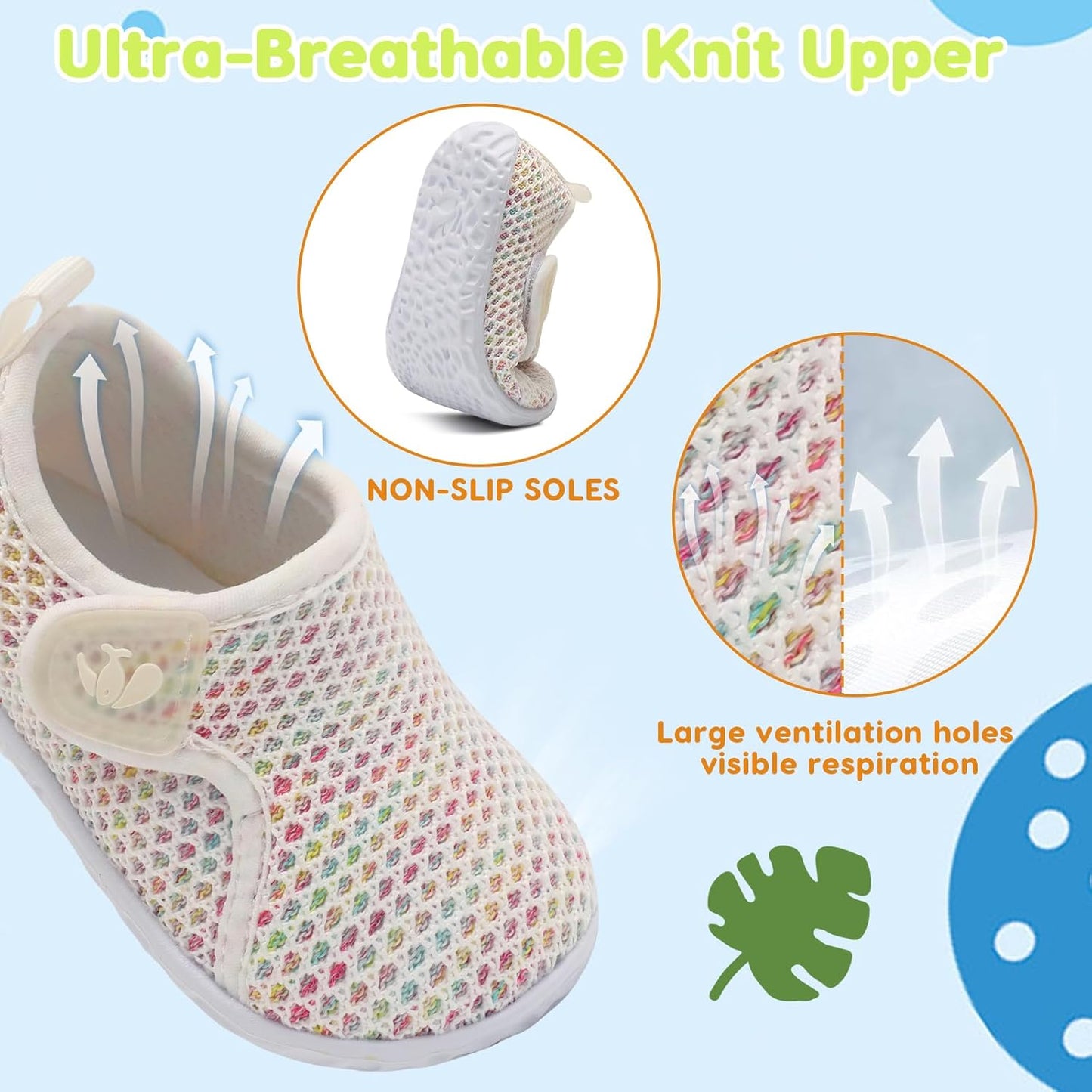 FEETCITY Baby Boys Girls First Walking Shoes Infant Sneakers Crib Shoes Breathable Lightweight Slip On Shoes