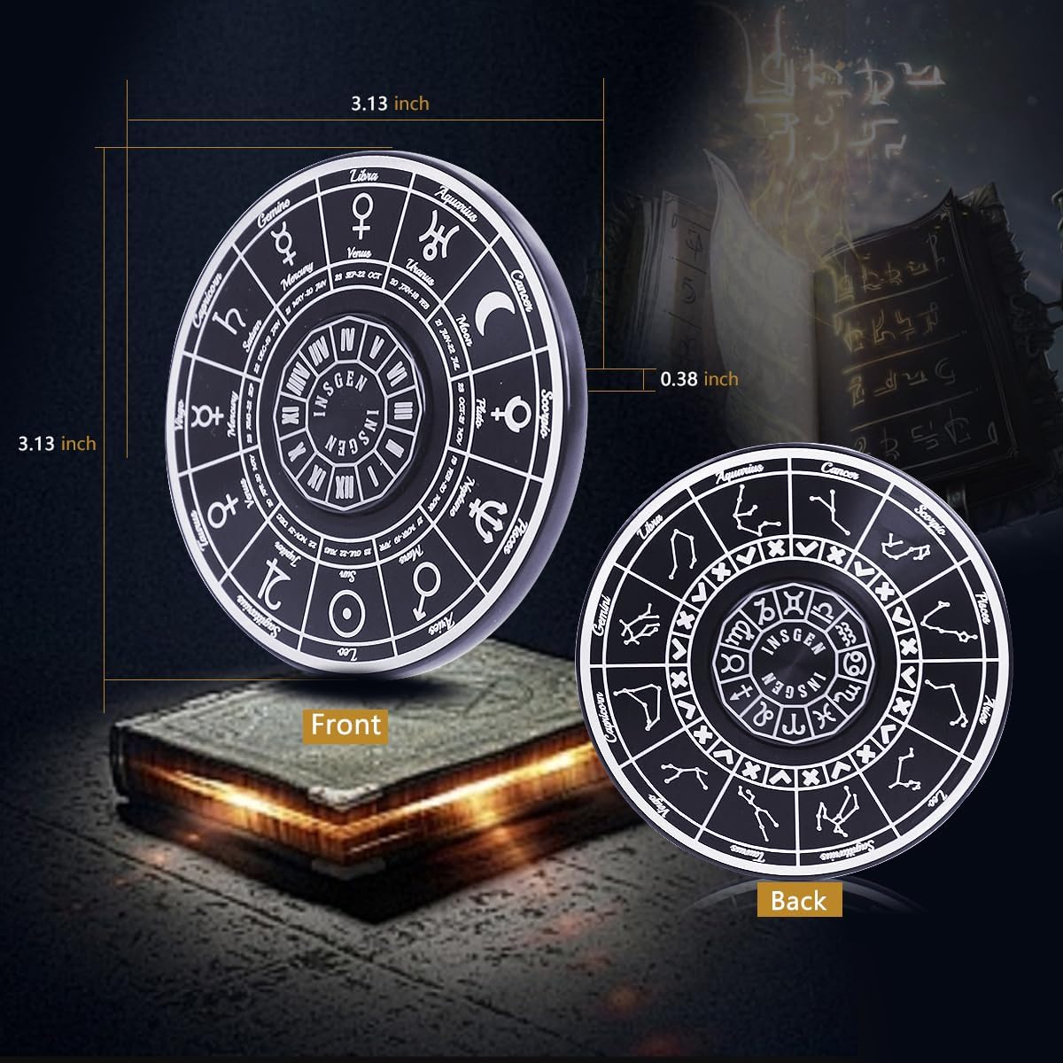 Fidget Toys Fidget Spinners for Kids 7 up Adults, Metal Spinning Spinner Top Toy, Anxiety Toys Stress Relief Reducer, Party Favors for Stuffers Tarot Constellation Spinning Tops Toys (Constellation)