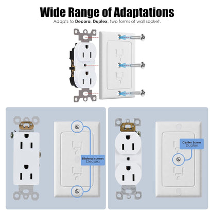 Nearockle 6 Pack Self-Closing Outlet Covers, 2024 Upgraded Built-in Hidden Slider & No-Pull-Out Wall Plug Covers Fit Decora, Duplex Wall Socket, Child Safety Baby Proofing (White)