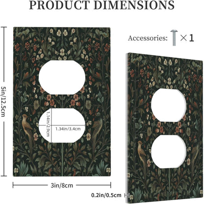 Outlet Covers Vintage Morris Colorful Flower Green Leaf 1 Gang Duplex Light Switch Cover Decorative