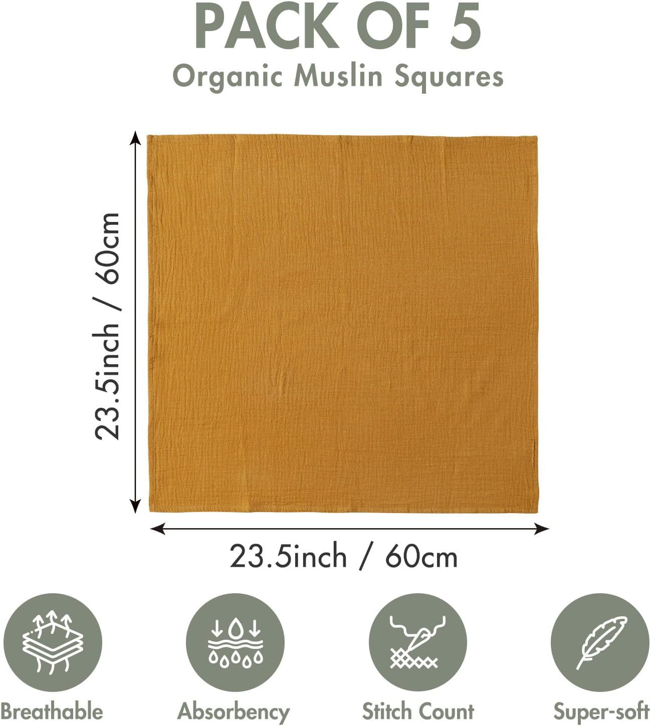 Muslin Receiving Blankets, Neutral Blanket Swaddling for Newborn Boys and Girls, 5 Pack Breathable