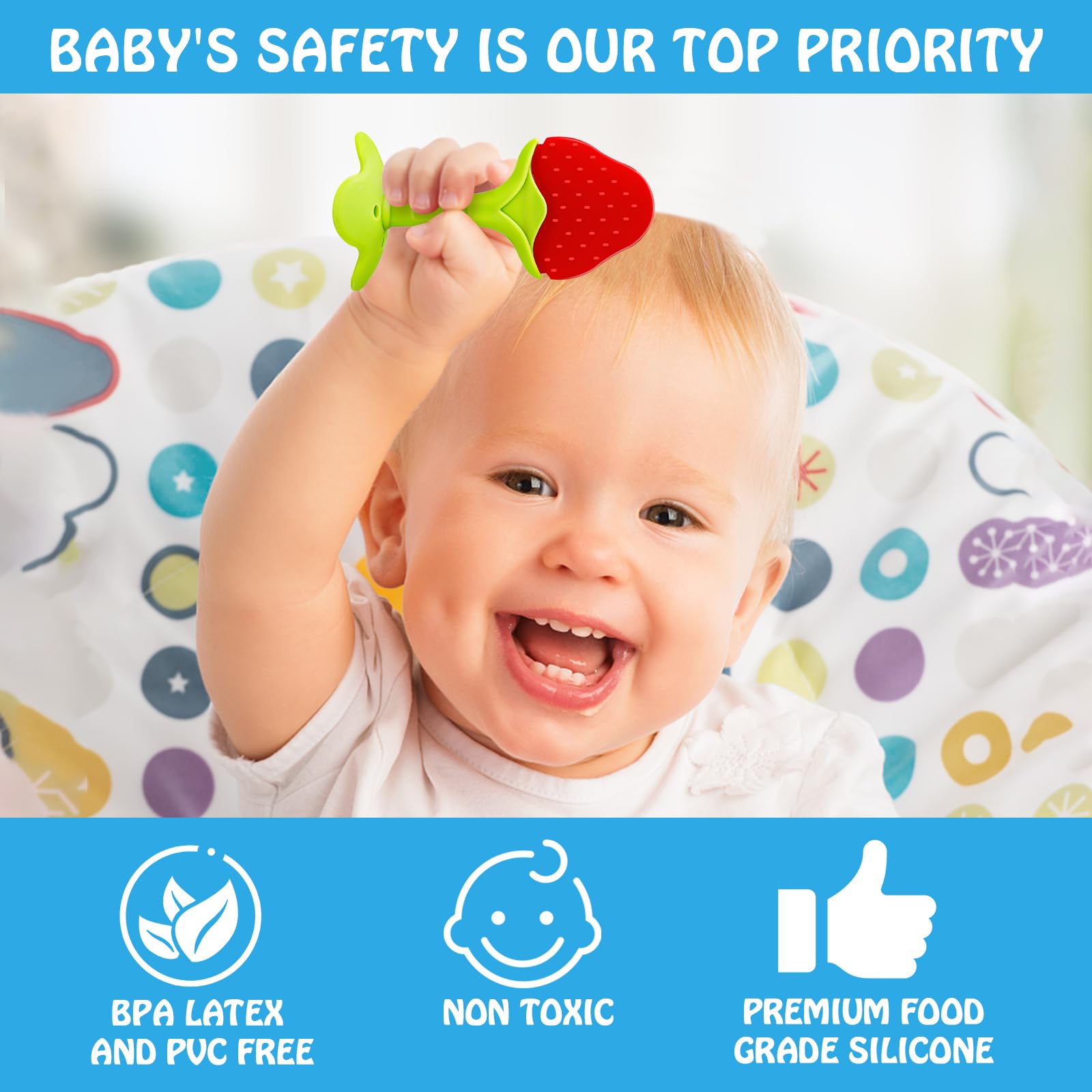Teething Toys (5 Pack) - Tinabless Infant Teething Keys Set, BPA-Free, Natural Organic Freezer Safe
