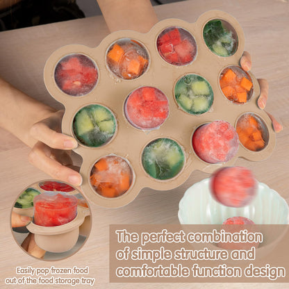 Baby Food Freezer Tray with Clip on Lid, 12 x 1.5 Ounce Baby Food Storage Container, Baby Silicone