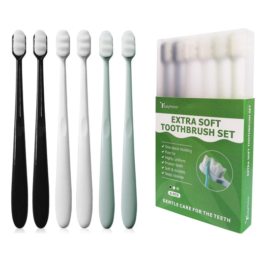 EasyHonor Extra Toothbrush for Sensitive Gums, Micro Fur Manual Toothbrush with 20000 Soft Floss