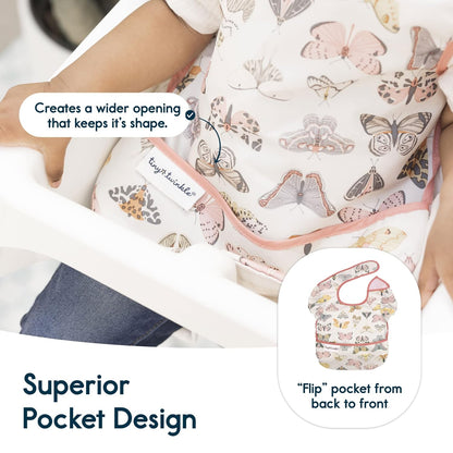 Tiny Twinkle Mess Proof Baby Bibs for Eating - Waterproof, Wipeable Bibs - Toddler Bibs - Travel