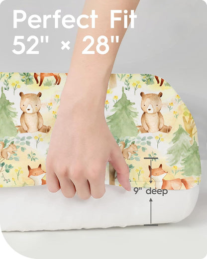 Crib Sheets Netural for Girls Boys, Premium Soft Crib Mattress Fitted Sheet, Ultra Breathable Baby Sheets, Super Stretchy Baby Bed Sheets 28x52x9 Extra Deep Pocket