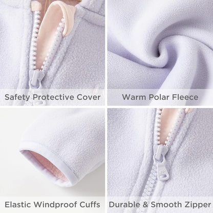 DAVE&BELLA Toddler Fleece Jacket, Baby Boys Girls Animal-shaped Hooded Zipper Long Sleeve Warm Spring Autumn Outerwear Coat