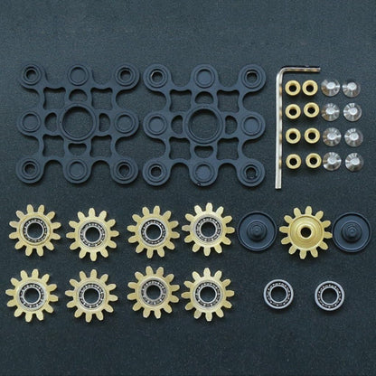Pure Brass Fidget Spinner Gears Linkage Fidget Gyro Toy Metal DIY Hand Spinner Spins Long Time EDC Focus Meditation Break Bad Habits ADHD with Multiple Premium Bearings (9 Gears Black)
