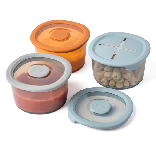 Moonkie Silicone Snack Containers for Kids | 8 oz Baby Food Storage Containers with Airtight Lids