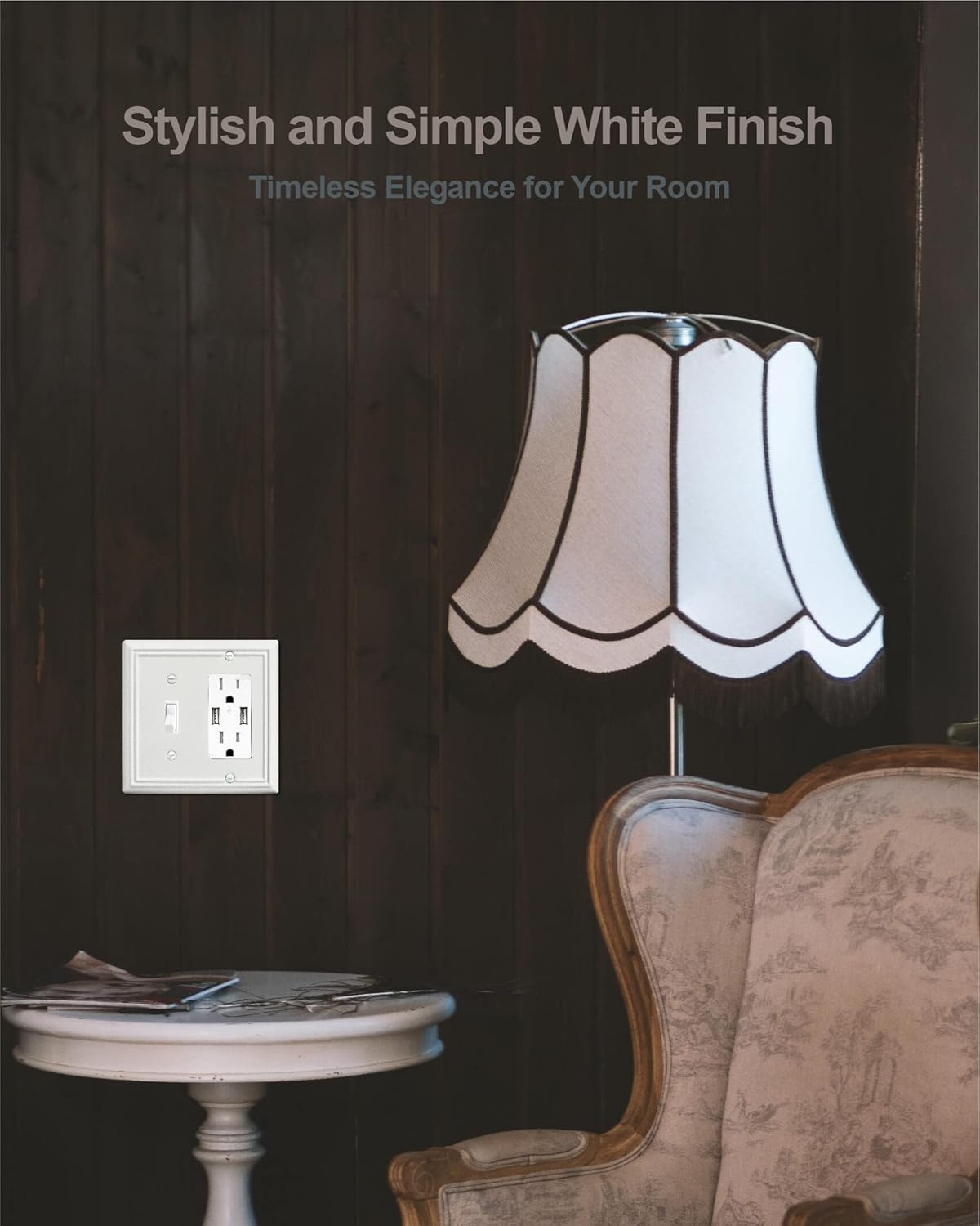 1-Pack Combination Metal Wall Plate, 1 Toggle / 1 Decorator Switch Plates and Outlet Covers, Off White Finish, 4.96''*4.88, Midsize