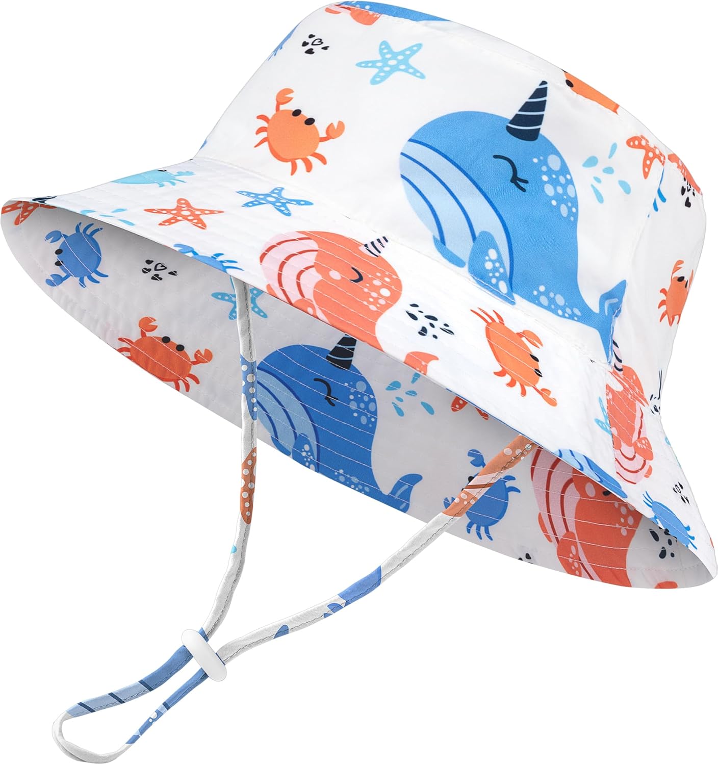 Baby Sun Hat Kids Summer UPF 50+ Toddler Bucket Hat Wide Brim Adjustable Beach Hats for Boys Girls Age 0-6 Years