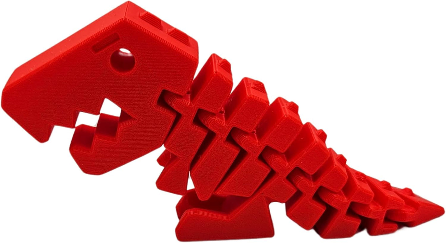 Rexi Collectible Figurine - Stress Relief, Autism, ADHD - Flexible Dinosaur - Articulating Joints (Red)