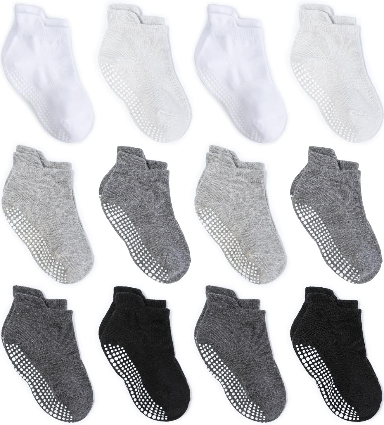 Zaples Baby Non Slip Grip Ankle Socks with Non Skid Soles for Infants Toddlers Kids Boys Girls