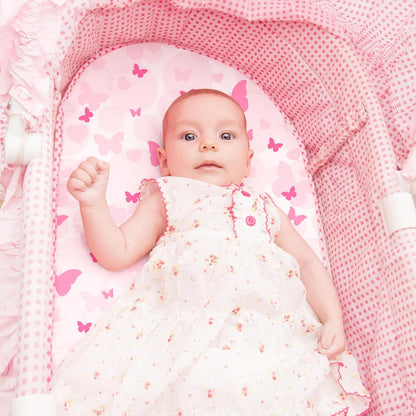 Gllquen Baby Bassinet Sheets 4 Pack, Breathable Cozy Fitted Mattress Sheet, Elastic Travel Crib Fashionable Floral Pattern, Standard Cradle Safe Sheets for Baby Boys Girls 32"x16" (Butterfly)