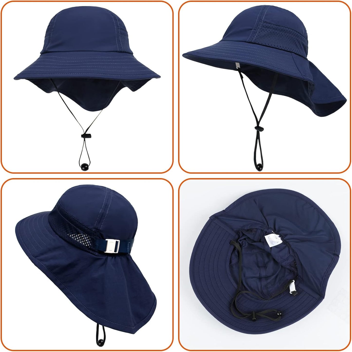Toddler Baby Sun Hat Kids Summer UPF 50+ for Boys Girls Adjustable Beach Hats with Bucket Wide Brim Age 1-7 Years