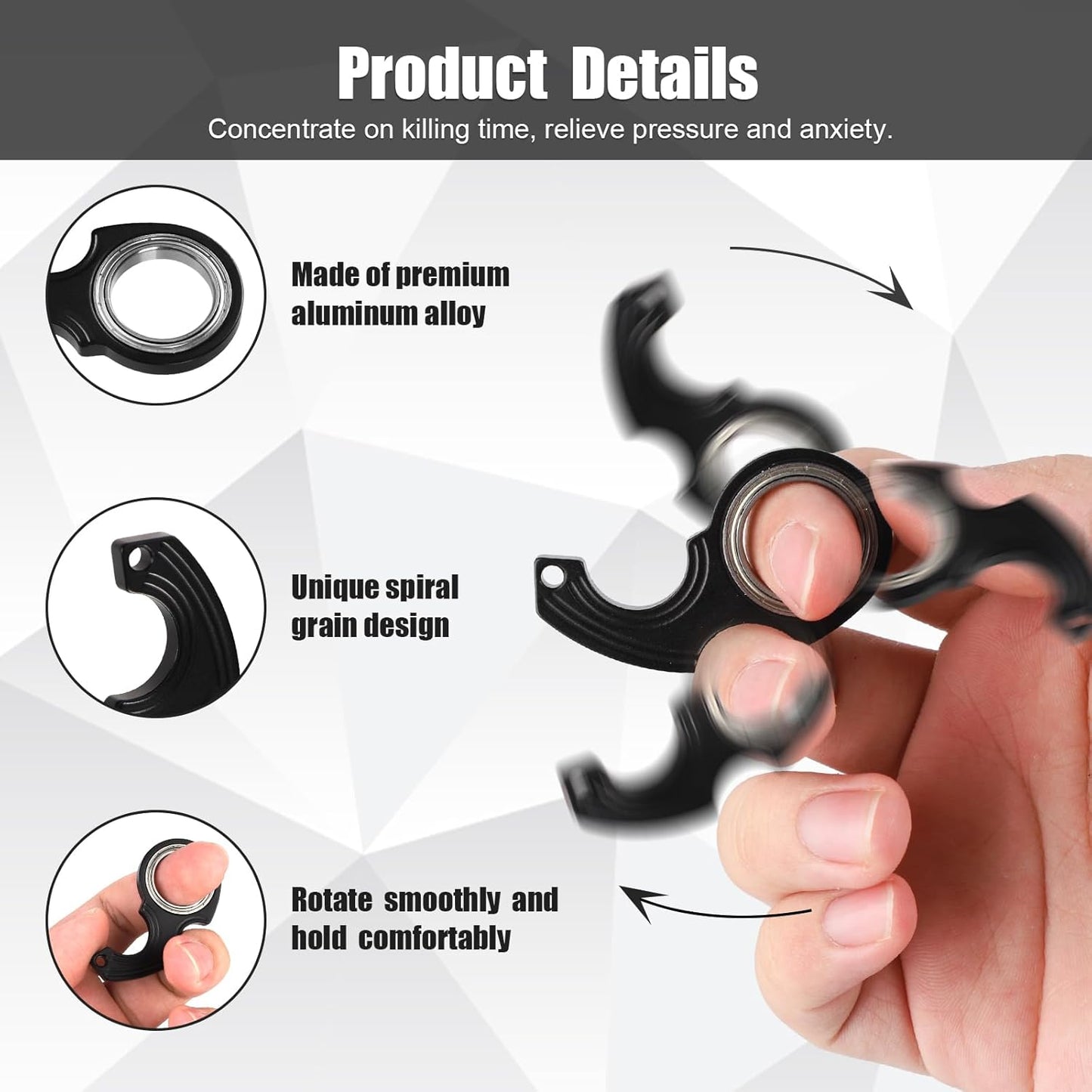 2pcs Key Chain Spinner Fidget Toy, Portable Finger Spinning Keychain with 2pcs Key Ring Funny Key