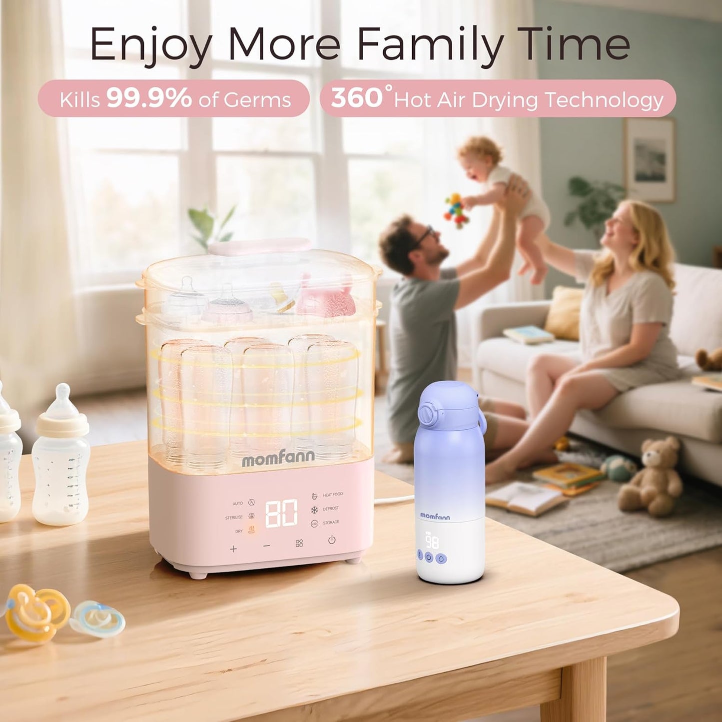 Bottle Sterilizer and Dryer, All-in-One Electric Steam Sterilizer Bottle Sanitizer for Baby