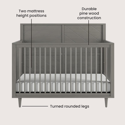 Child Craft Surrey Hill 4-in-1 Convertible Crib, Baby Crib Converts to Day Bed, Toddler Bed and Full Size Bed, 3 Adjustable Mattress Positions, Non-Toxic, Baby Safe Finish (Lunar Gray)