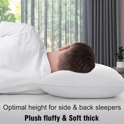 Hotel Collection Thick Bed Pillows Standard Size Set of 2 Soft Plush Fluffy Side Sleeper Pillow for Adults Back Sleeping High Loft Medium Firmness White 20x26 inches