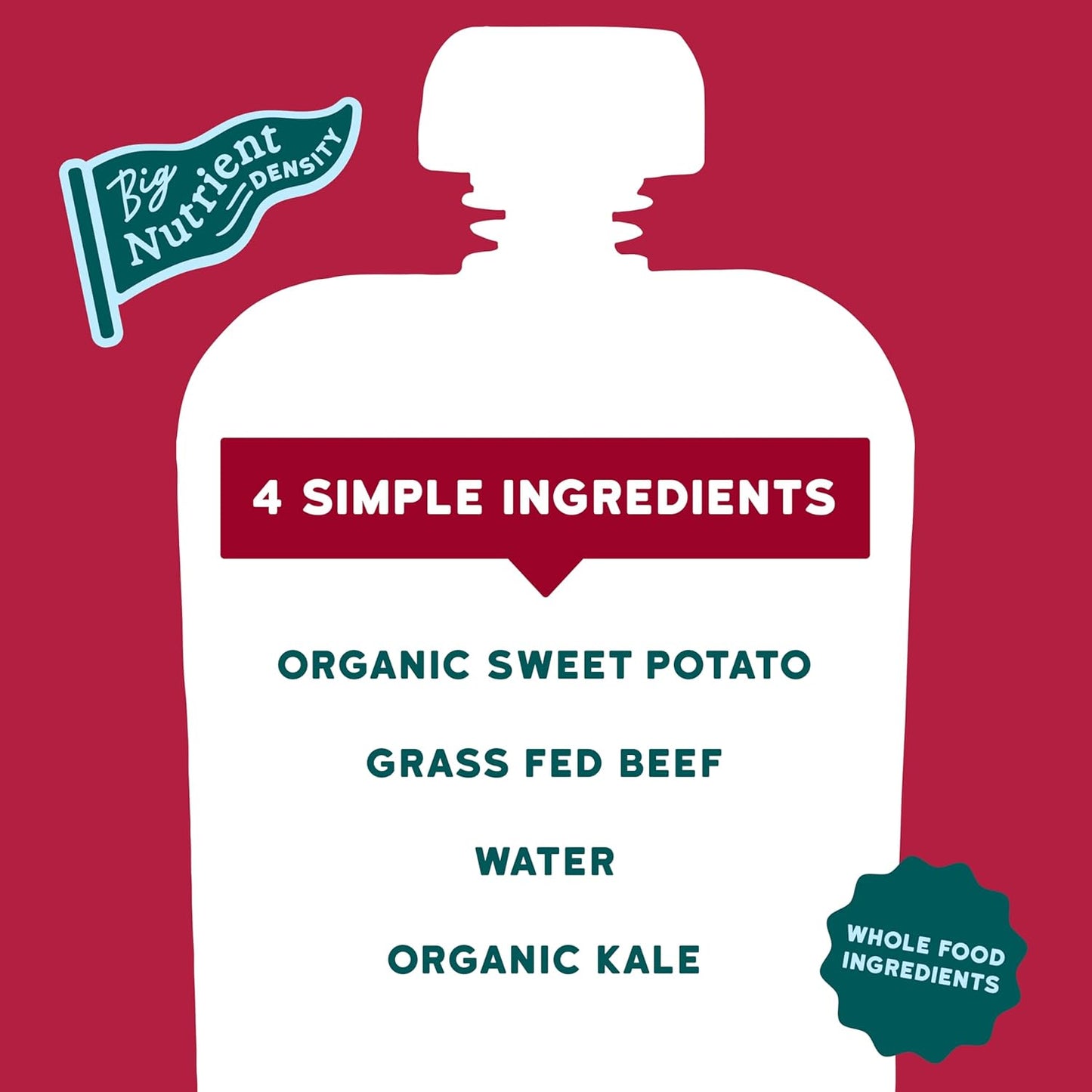 Serenity Kids 6+ Months Baby Food Pouch Puree - Grass Fed Beef, Kale & Sweet Potato - Ethically