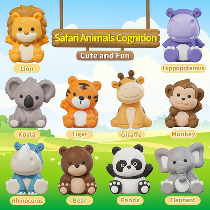 Learning Toy for Toddlers 1 2 3 Year Old, Montessori Educational Counting, Matching & Sorting Sensory Toys, 10 Safari Animals & 10 Zoos, Birthday Easter Gift for Baby Boy Girl Age 12-18 Months