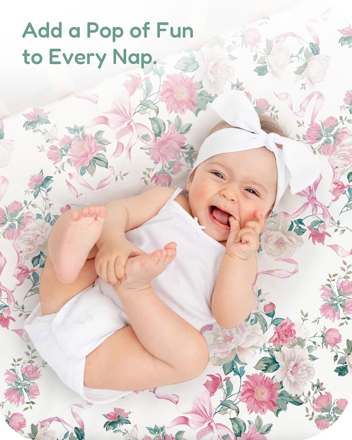 Baby Crib Sheets for Standard Crib Mattress - Pink Roses Pattern, Breathable and Soft, Safe and