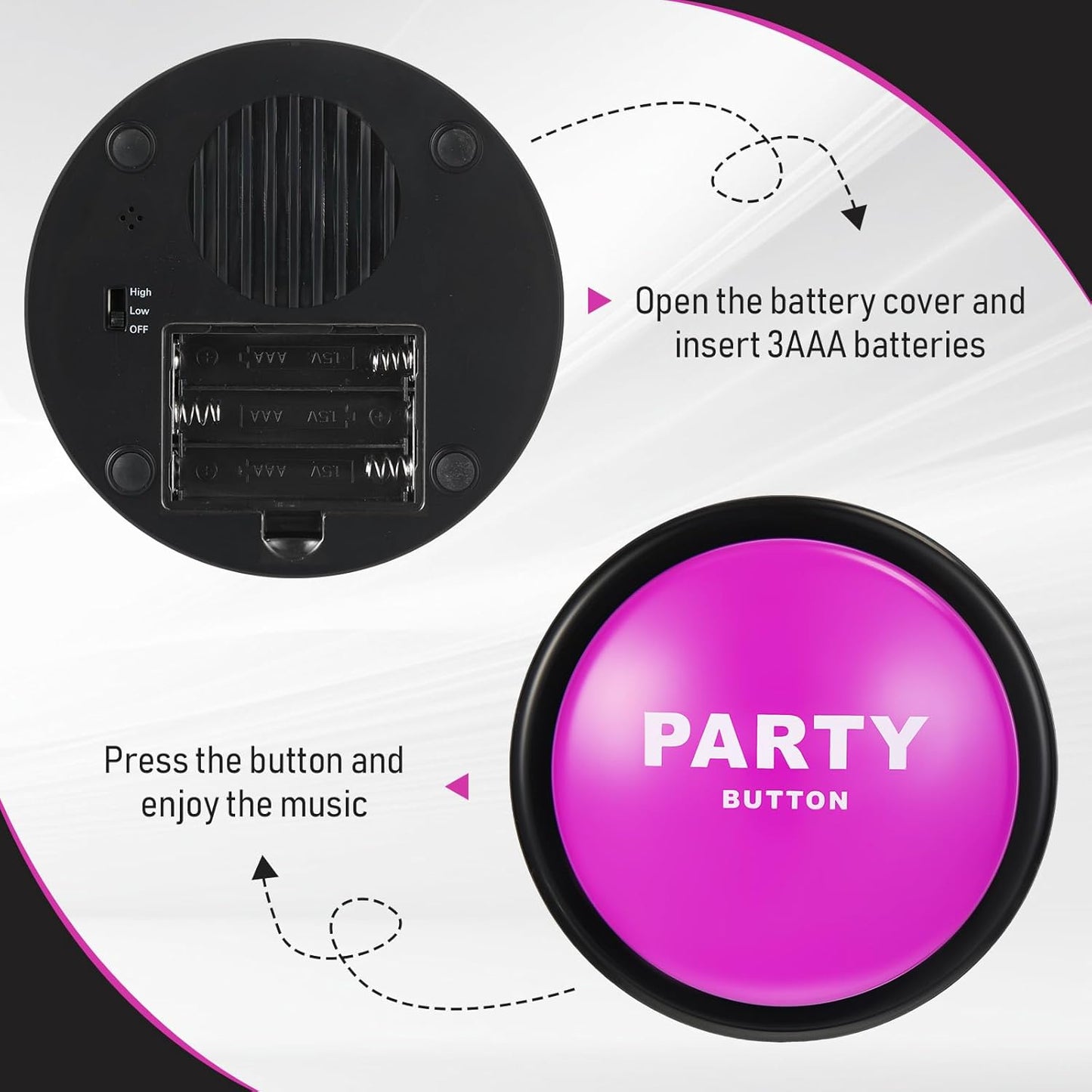 Dance Party Button with Music Sound Button Desk Toys for Office for Adults Classroom Buzzers Novelty Fun Gag Gifts Office Toys Desk Decor Gadget, 4.5 x 4.5 x 1.5 Inch (Purple)