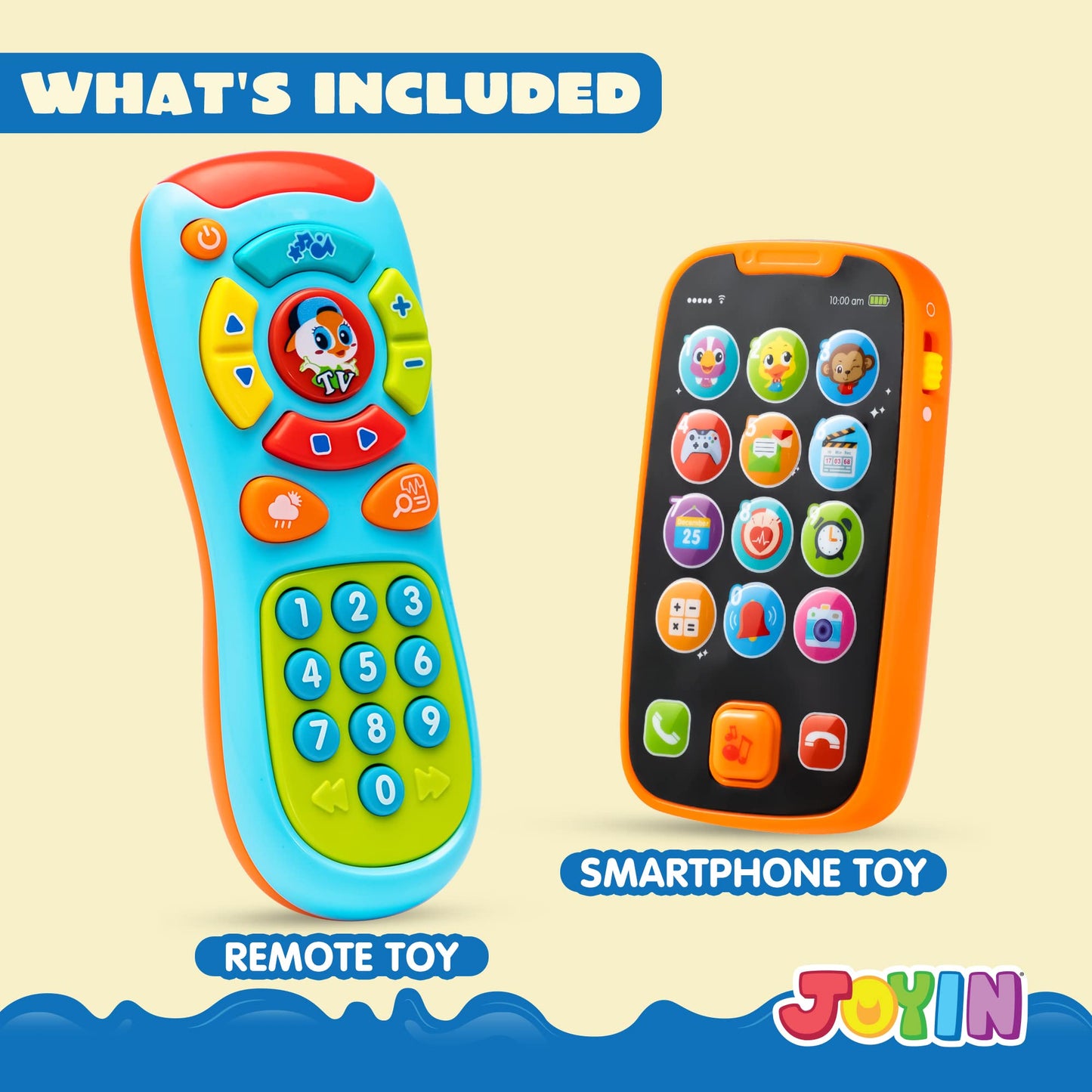 JOYIN Learning Phone and Remote Toy for Kids, Fun Smartphone Toys with Music for Boys or Girls