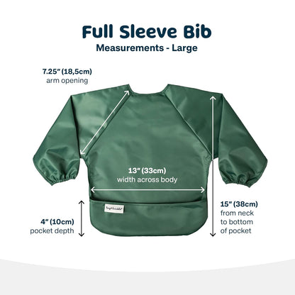 Tiny Twinkle Mess Proof Baby Bibs, 2pk Waterproof Smock Baby Bibs for Eating, Machine Washable Long Sleeve Bibs, Baby Led Weaning, Toddler Bibs, BLW Supplies(Slate Olive, Large 2-4 Years)