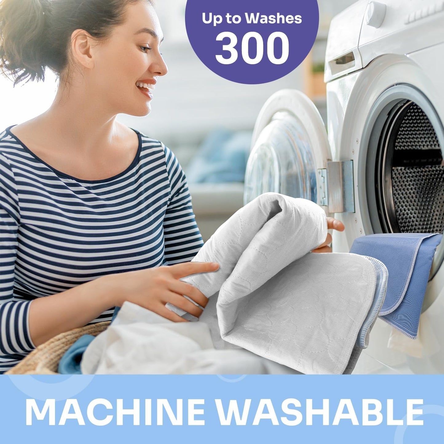 Ultra Soft Quilted Washable and Reusable Incontinence Bed Underpads, 34"X36" (2 Pack), Waterproof Sheet and Mattress Protectors