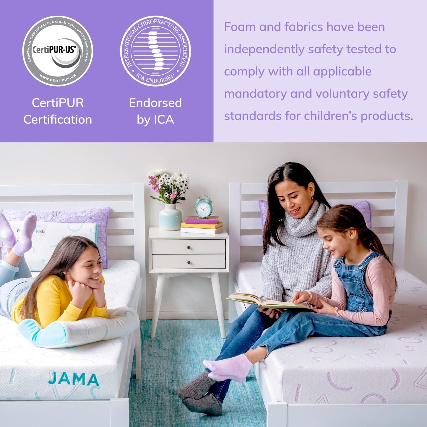 MLILY Kids Pillow for Sleeping, Adjustable Kids Memory Foam Pillow for Bed Set, Breathable and Soft Pillows for Kids Boy Girl, CertiPUR-US Certified, 12x20 Inch, Purple