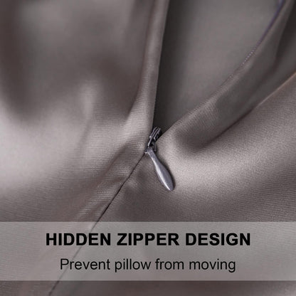 2 Pcs Mulberry Silk Pillowcase for Hair and Skin,Cooling Silk Pillow Case with Hidden Zipper,Allergen Proof Dual Sides Soft Breathable Smooth Silk Pillow Cover for Women(Standard-2PCS,Dark Gray)