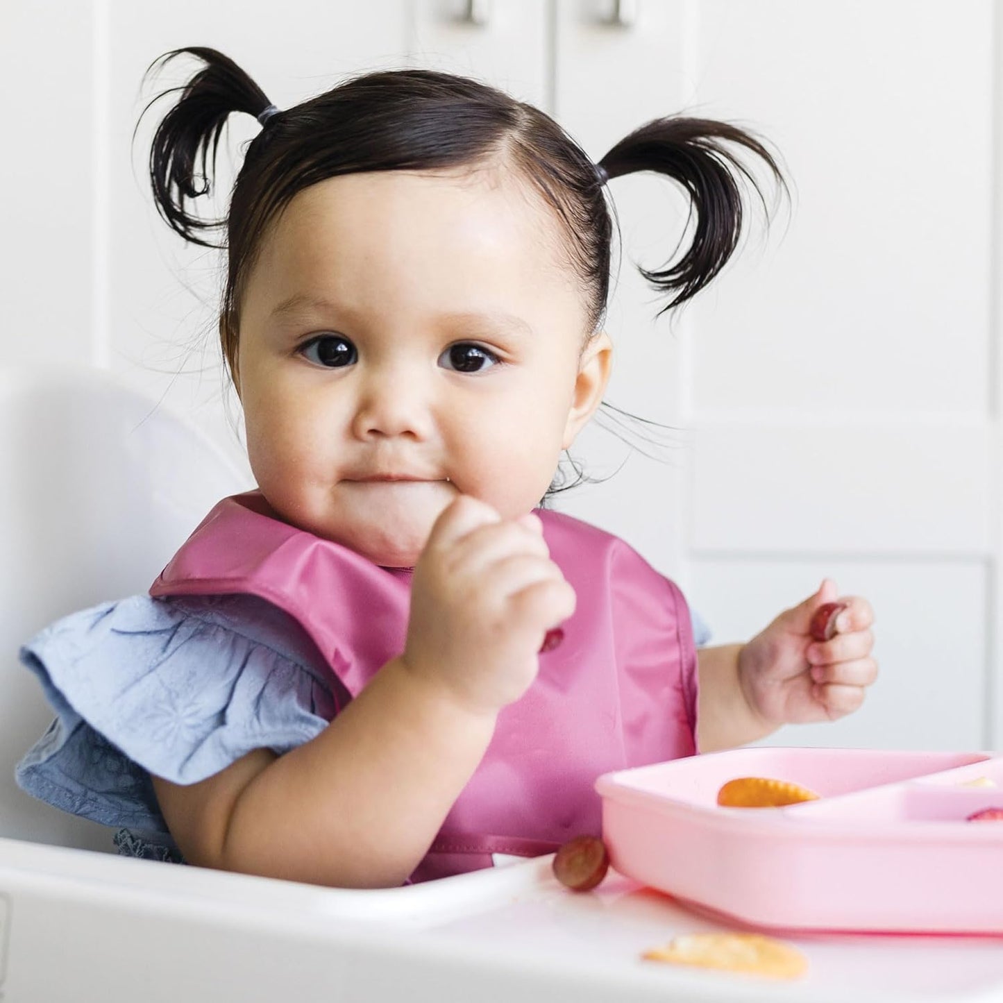 Tiny Twinkle Mess Proof Baby Bibs for Eating - Waterproof, Wipeable Bibs - Toddler Bibs - Travel