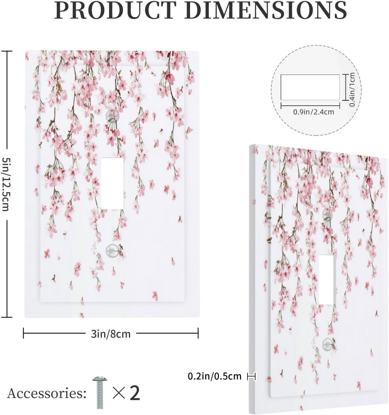 Decorative Light Switch Cover Sakura Plant Floral Pink Flowers 1 Gang Single Toggle Device Electrical Faceplate Switchplates Decorator Outlet Wall Plate For Bed Room Living Room Decor