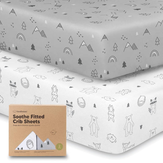 KeaBabies 2-Pack Organic Crib Sheets for Boys, Girls - 52x28 Fitted Crib Mattress Sheet Neutral