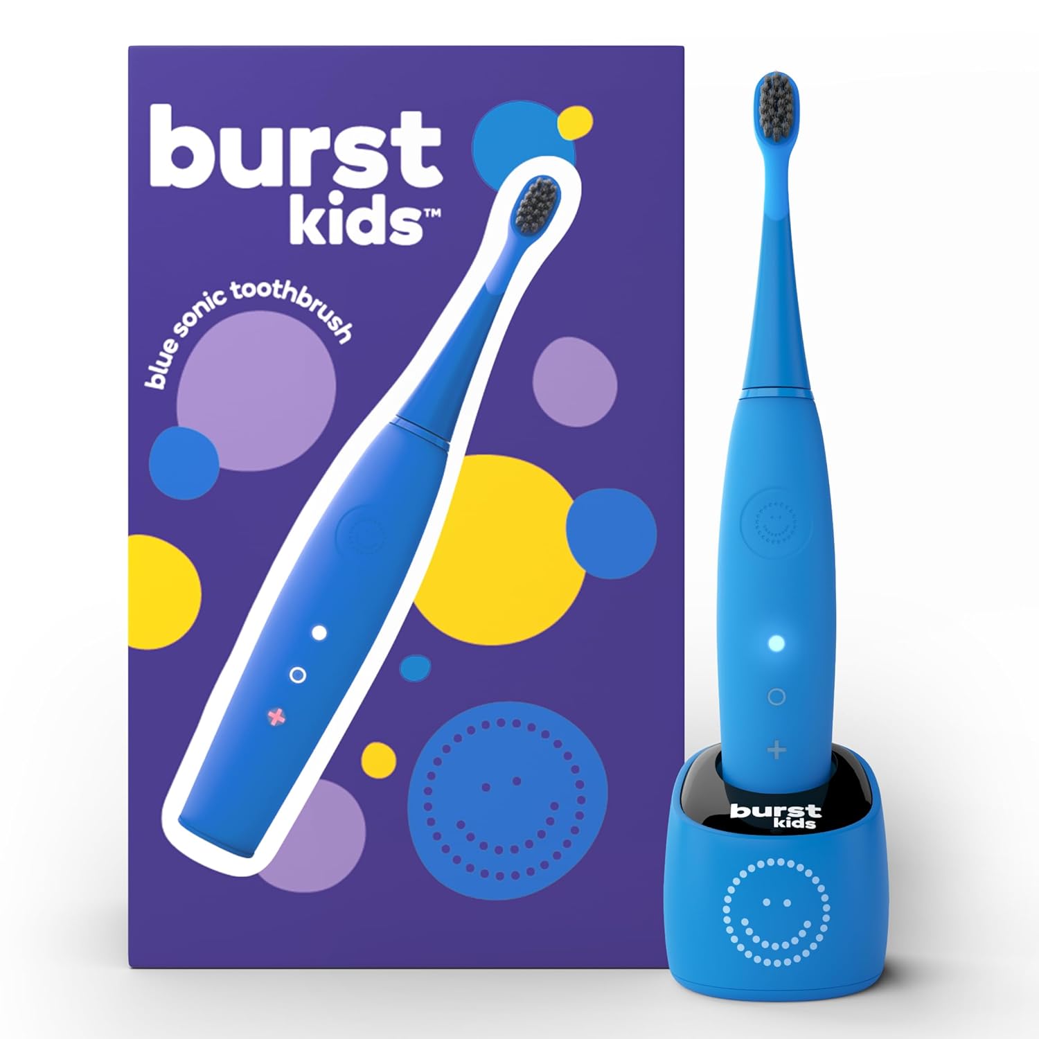 Burst Kids & Toddlers Electric Toothbrush (Blue) | Soft Bristles | Two Minute Timer | Rechargeable