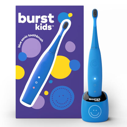 Burst Kids & Toddlers Electric Toothbrush (Blue) | Soft Bristles | Two Minute Timer | Rechargeable