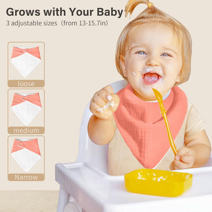 Muslin Baby Bibs,Soft Triangular Baby Bandana Drool Bibs for Baby Boy Girl,Solid Colors Bib for Drooling Teething