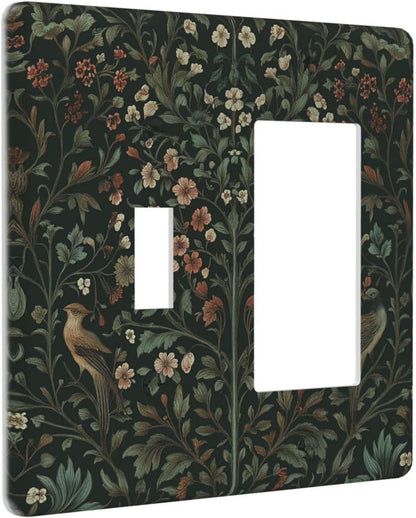 Outlet Covers Vintage Morris Colorful Flower Green Leaf 1 Toggle 1 Rocker Combination Decorative Wall Plate Electrical Switch Plates Light Switch Cover Plate For Bed Room Living Room Decor